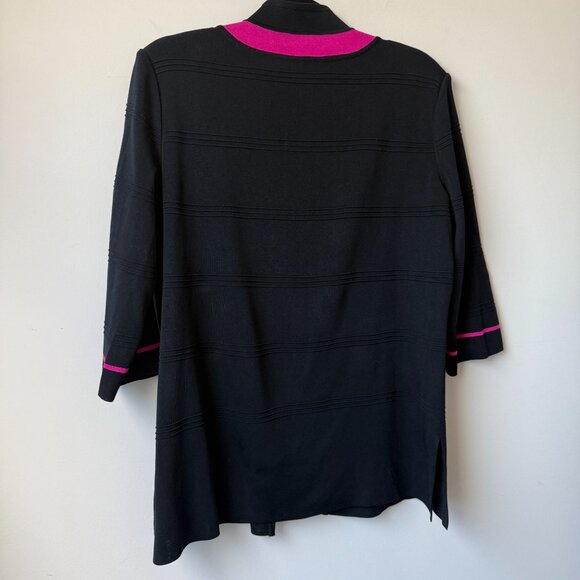 Ming Wang Blazer Jacket Fushcia Trim Faux Button Front Size Large Vintage - Picture 5 of 8